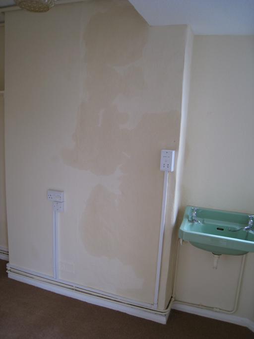 Hygroscopic Salt Contamination shown affecting the plaster on a wall